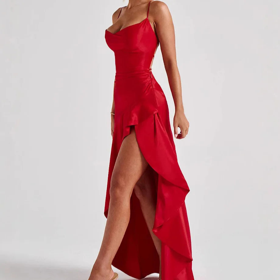 Elegant Slim Bodycon Party Dress Women 2025 Summer Sexy Spaghetti Strap Sleeveless Maxi Long Dress Casual