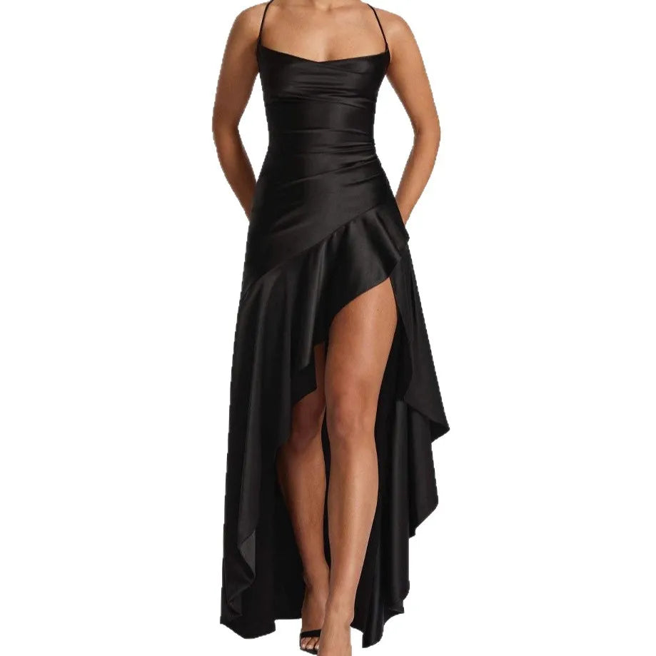 Elegant Slim Bodycon Party Dress Women 2025 Summer Sexy Spaghetti Strap Sleeveless Maxi Long Dress Casual