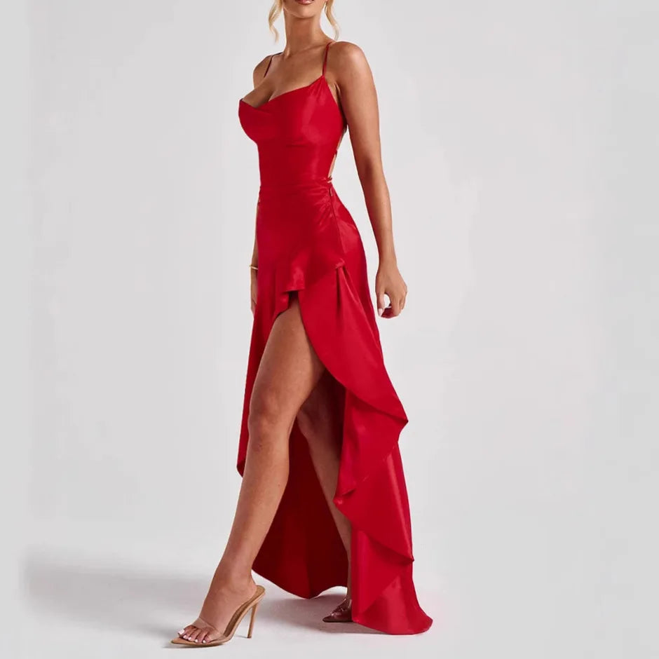 Sexy Summer Ruffle Mini Dress – Backless Irregular Strap Dress